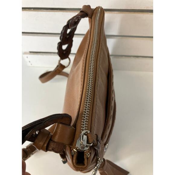 BRIGHTON 197105 SMALL BROWN PEBBLED LEATHER CROSSBODY BAG - Picture 10 of 15